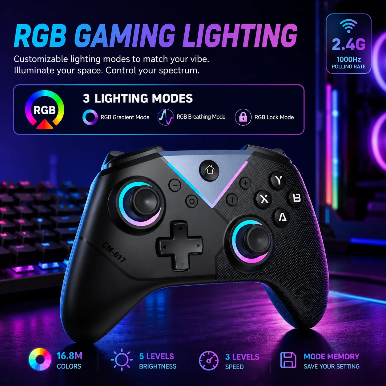 Controles personalizados e identidad RGB